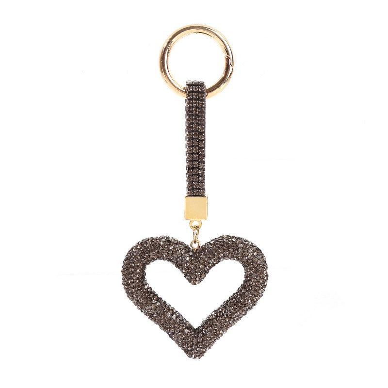 Wholesale Creative Hollow Pottery Full of Diamonds, Love Set with Diamonds, Peach Heart Car Keychains